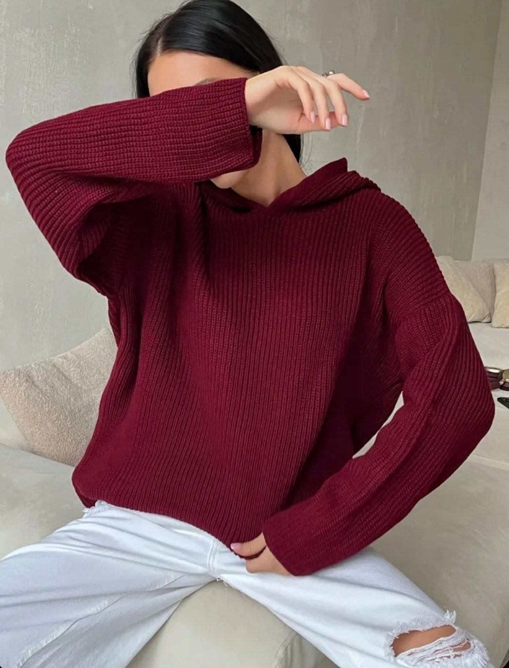 джемпер с капюшоном,свитера с капюшоном,толстовка женская,вязаные свитера,женский свитер