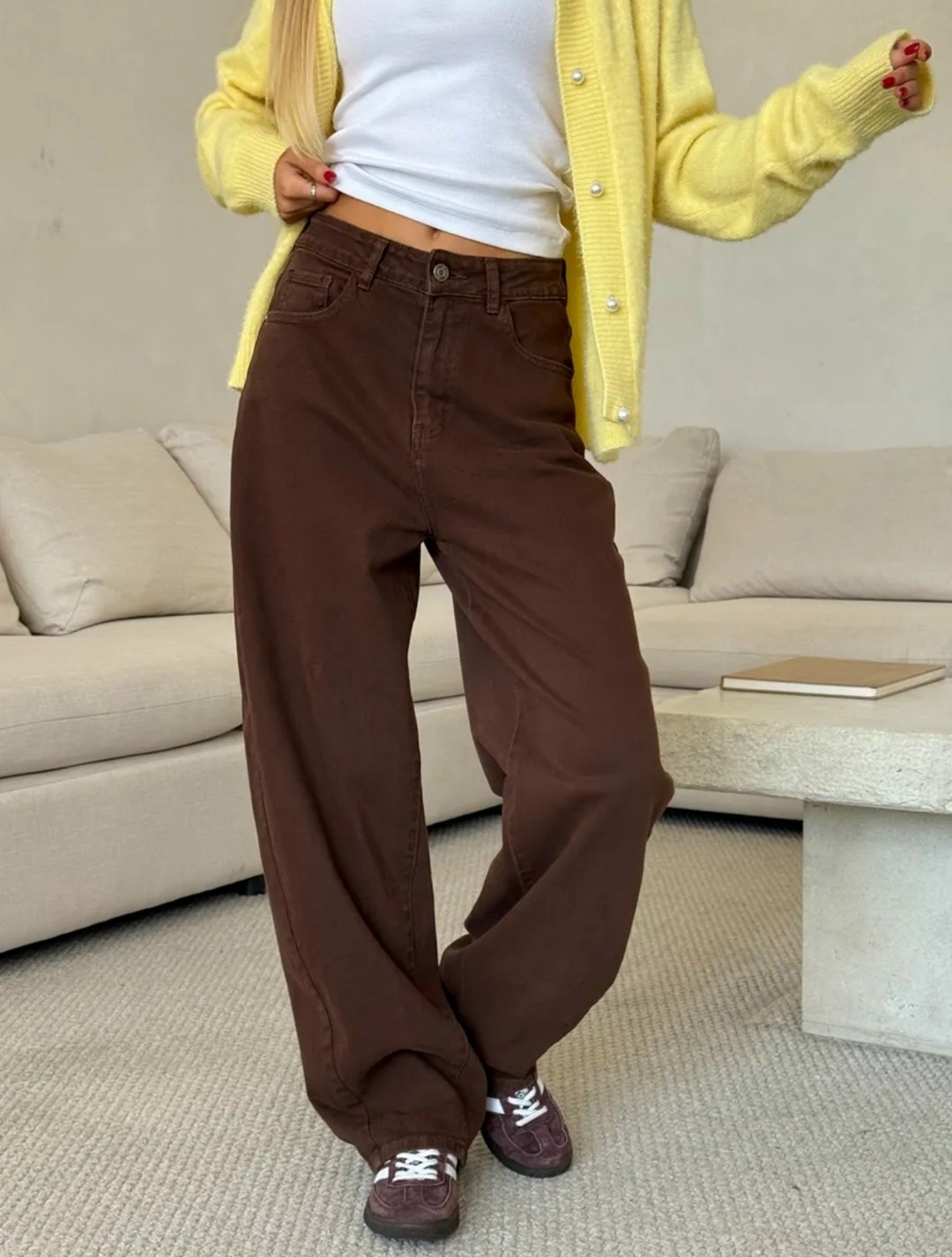 джинсы коричневые широкие с высокой посадкой y2k багги emporiov,брюки модные,коричневые джинсы,джинсы женский