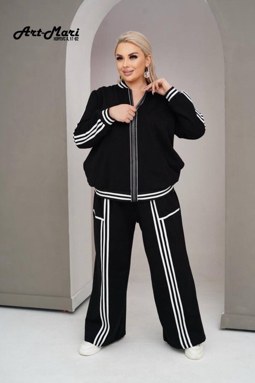 спортивный костюм больших размеров спорт шик lecalolady цвет черный,спортивный костюм больших размеров с брюками паллацо janna collection,спортивный костюм больших размеров спорт шик lecalolady 278180