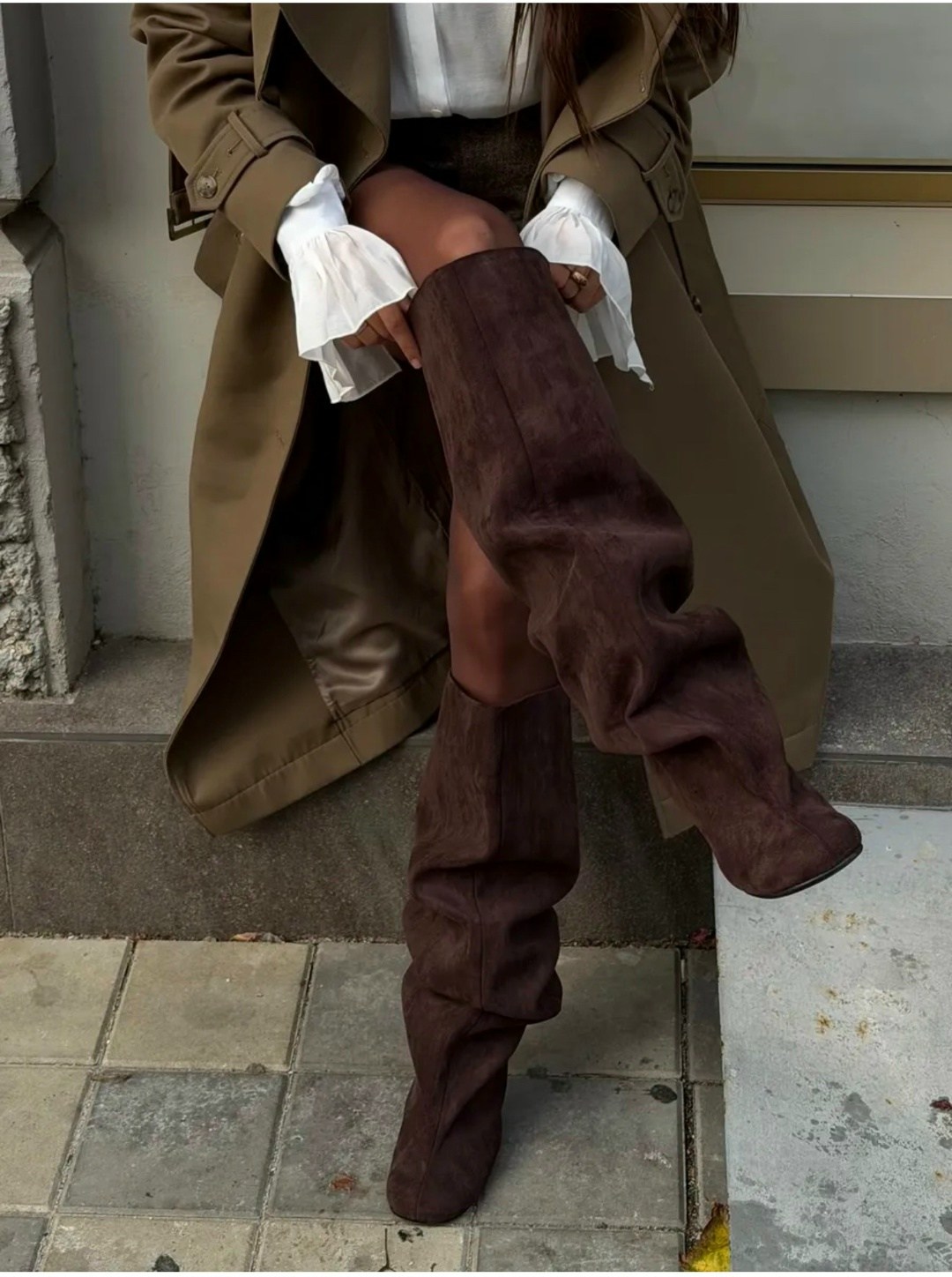 замшевые сапоги,женские сапоги,стильные сапоги,сапоги трубы,коричневые сапоги