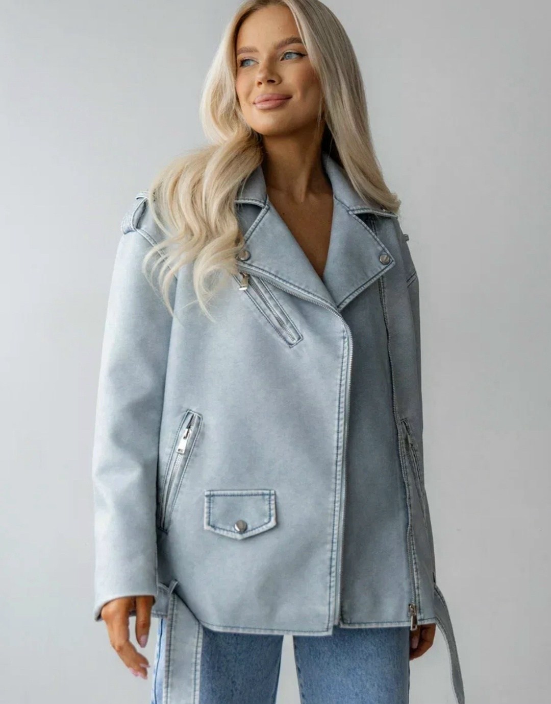 косуха винтажная оверсайз кожаная куртка голубая,куртка кожаная оверсайз,куртка женская голубая,косуха винтажная кожаная куртка оверсайз aftfbasic,косуха куртка