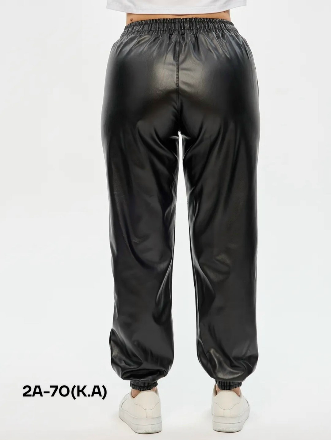 штаны кожаные,джоггеры из экокожи женские,брюки кожаные,брюки из экокожи,брюки из экокожи спортивные на резинке moliza 60682942