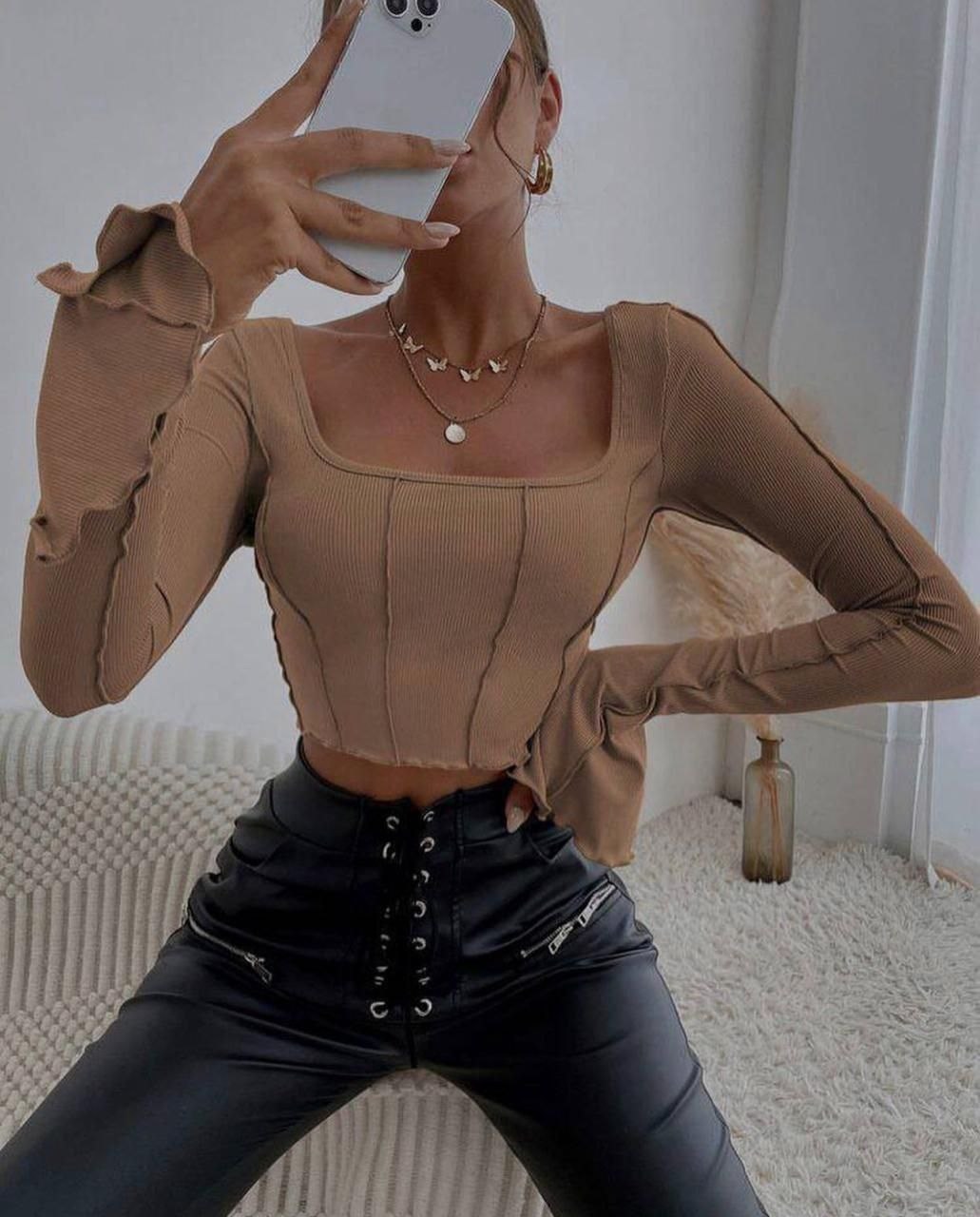 топ лапша с длинным рукавом,топ с длинными рукавами,кроп топ,кофты на выход,топ женский с длинным рукавом