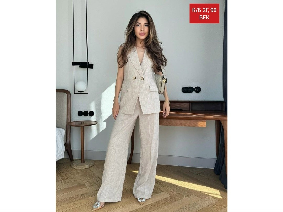 льняной костюм брючный,костюм женский брючный,костюм брючный с жилеткой,женский брючный костюм из двух предметов,брючный костюм женский 52 54
