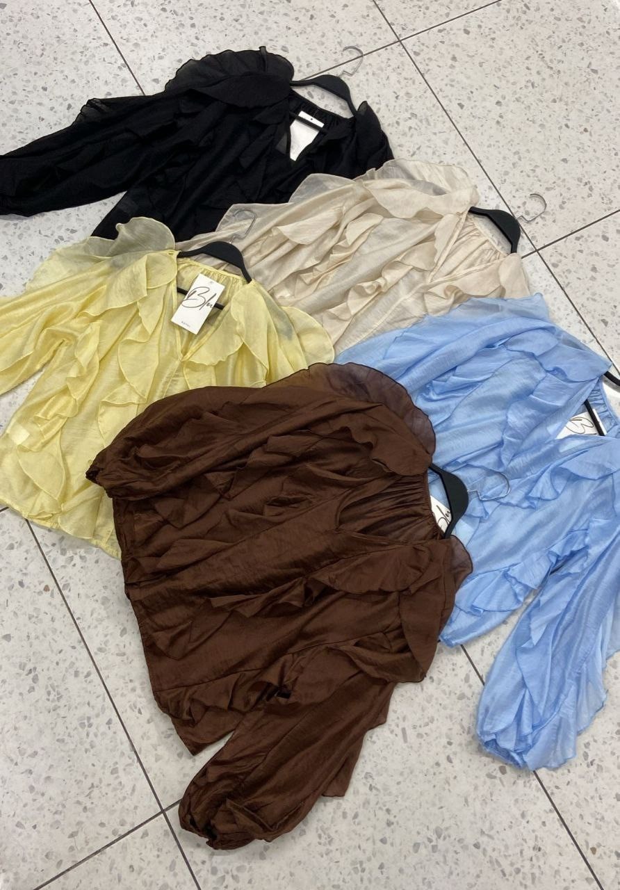 блузка с рюшами,блузка с оборками,женская блузка,блузка с воланами легкая,женская блуза