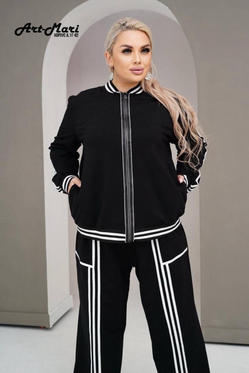спортивный костюм больших размеров спорт шик lecalolady цвет черный,спортивный костюм больших размеров с брюками паллацо janna collection,спортивный костюм больших размеров спорт шик lecalolady 278180