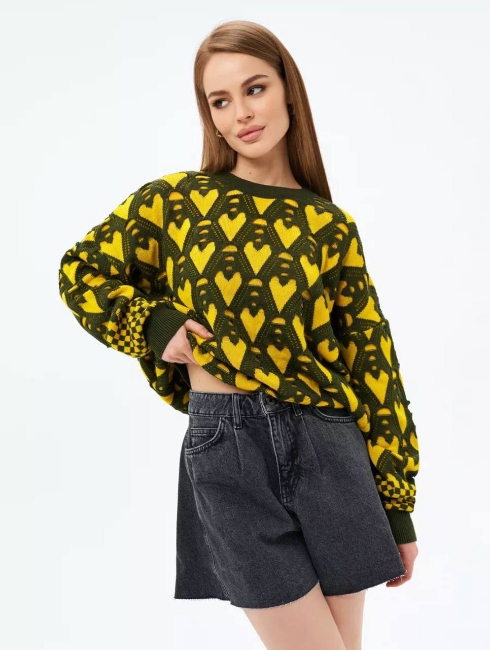 женский свитер с перекр.,свитер с принтом,вязаные свитера,свитера женские,свитер для женщин