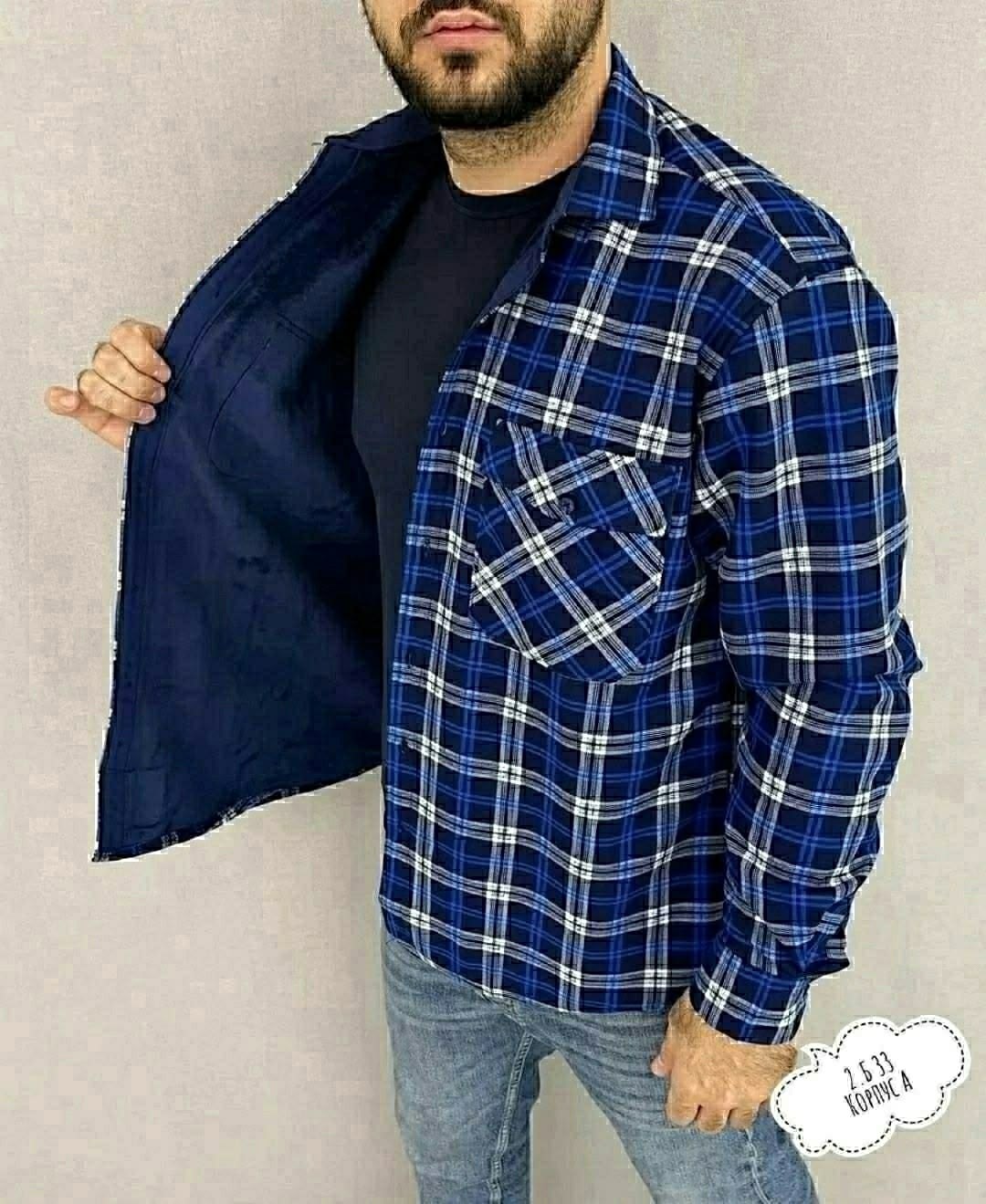 рубашка в клетку мужская,рубашка в клетку теплая h&h fashion,рубашка под джинсы,утепленная рубашка в клетку,рубашка на флисе