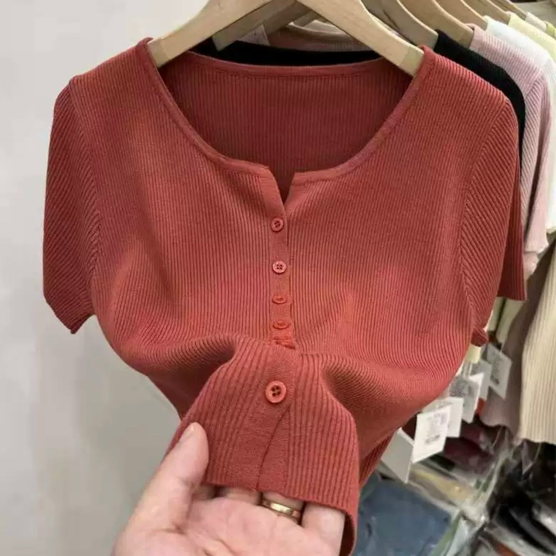 женская кофточка,женский трикотажный топ с короткими рукавами,вязаная футболка,свитер с короткими рукавами,трикотажный топ