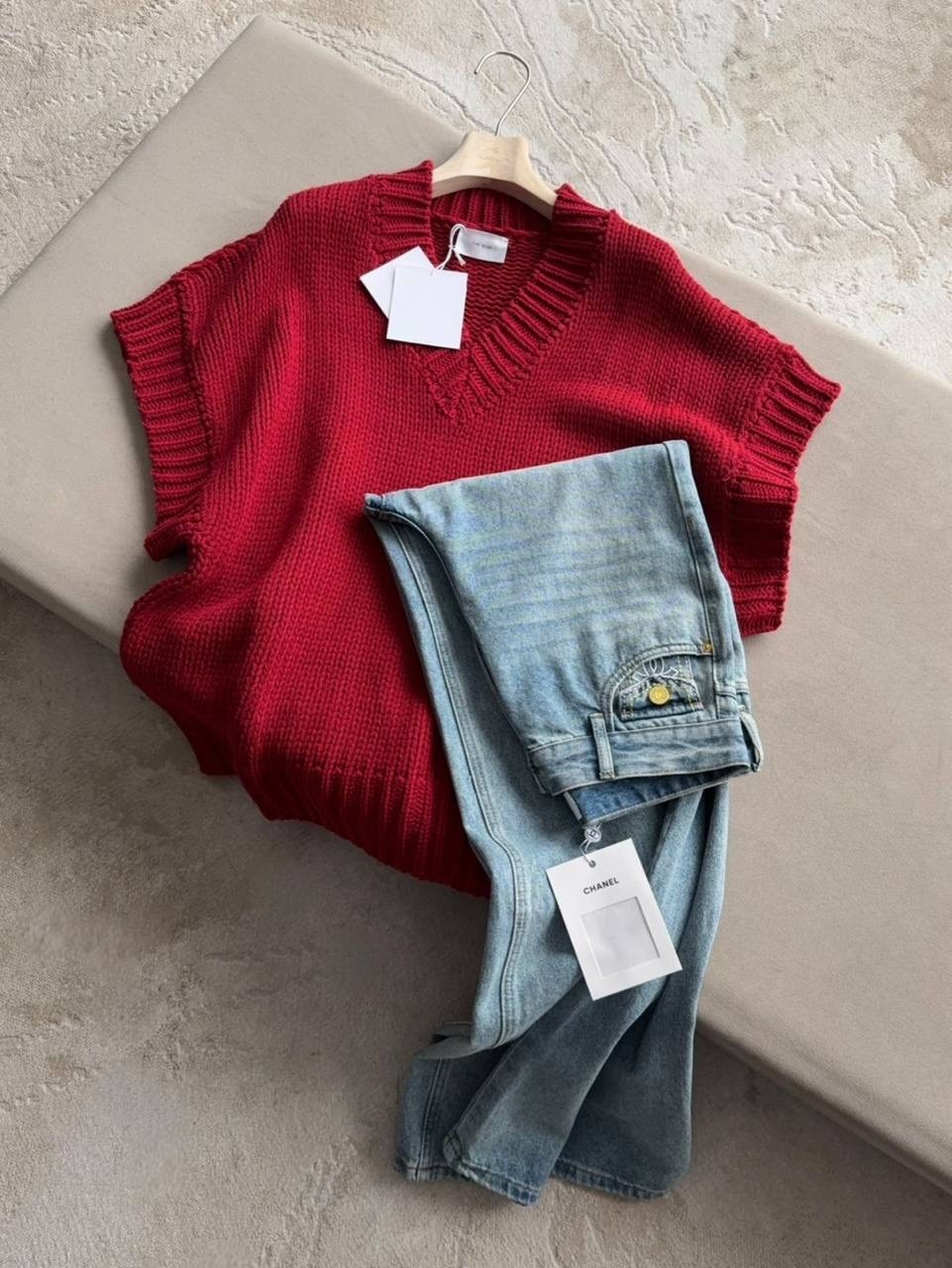 жилет вязаный оверсайз samira knits,вязаные жилеты,красная вязаная жилетка,жилетка женская,вязаные модные жилеты