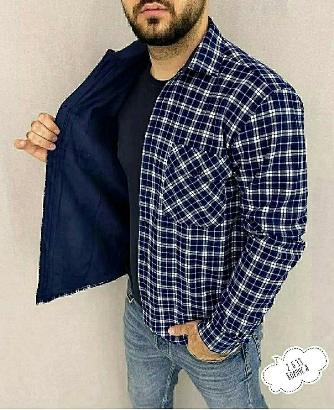 рубашка в клетку мужская,рубашка в клетку теплая h&h fashion,рубашка под джинсы,утепленная рубашка в клетку,рубашка на флисе