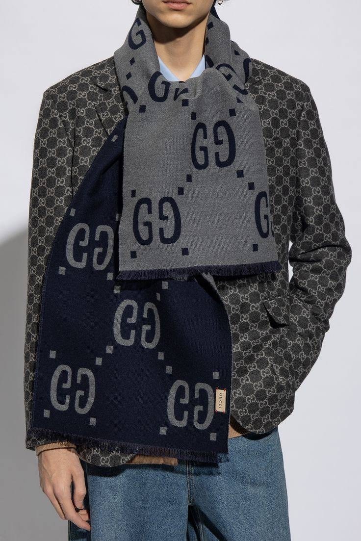 шарф gucci,шарф гуччи оригинал,gucci жаккардовый шарф с логотипом синий,шарф гуччи,шарф гуччи женский