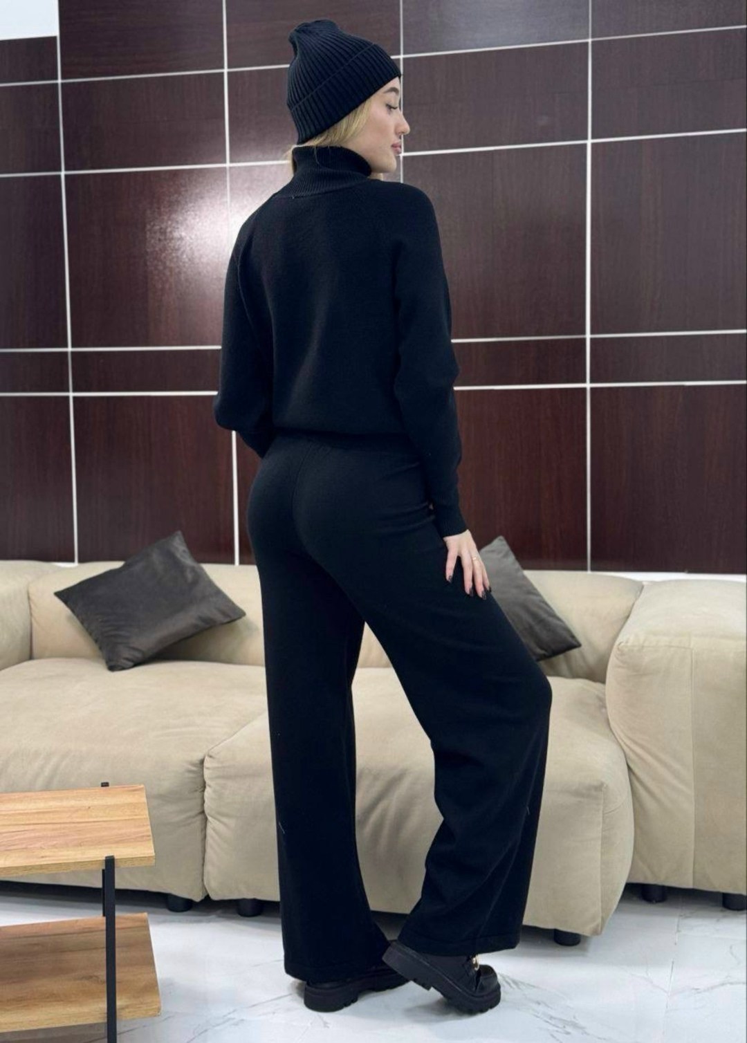 трикотажный костюм,костюм с кашемиром,костюм тройка: джемпер, брюки, шапка,вязаные костюмы,женский трикотажный костюм