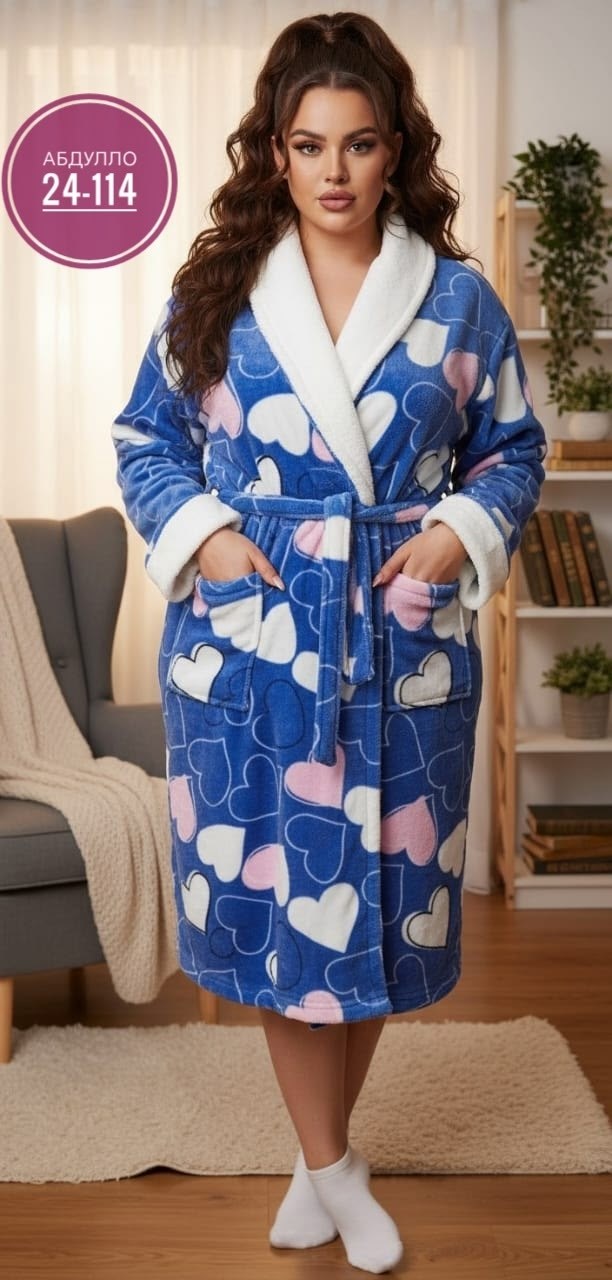 халат женский из велсофта ириска сердца на темно-синем,халат домашние,сити текс / халат домашний,халат женский,халат женский домашний