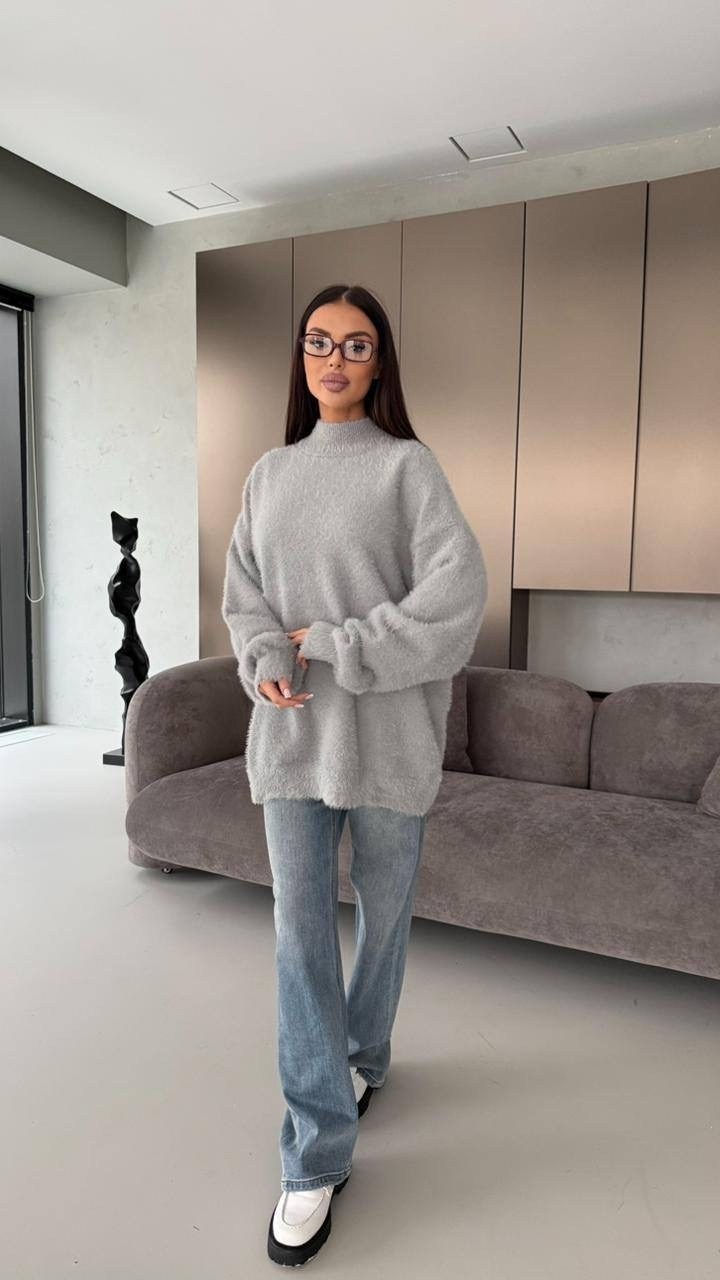 свитер оверсайз,свитер удлиненная,свитер оверсайз с шерстью,свитер оверсайз серый,свитер женский