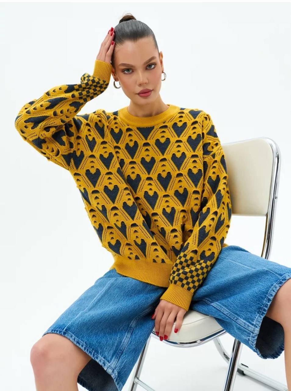 женский свитер с перекр.,свитер с принтом,вязаные свитера,свитера женские,свитер для женщин