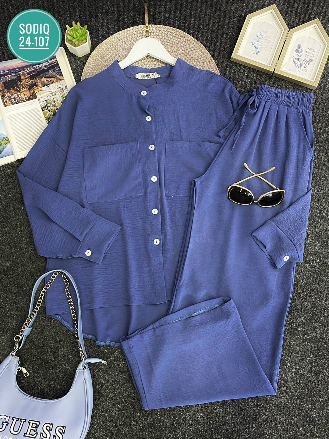 повседневный комплект из хлопка и льна однотонной рубашки и широких брюк на кулиске,женский комплект брюк с рубашкой,костюм брючный льняной,костюм с брюками,комплект одежды женский zara вечерний/празд