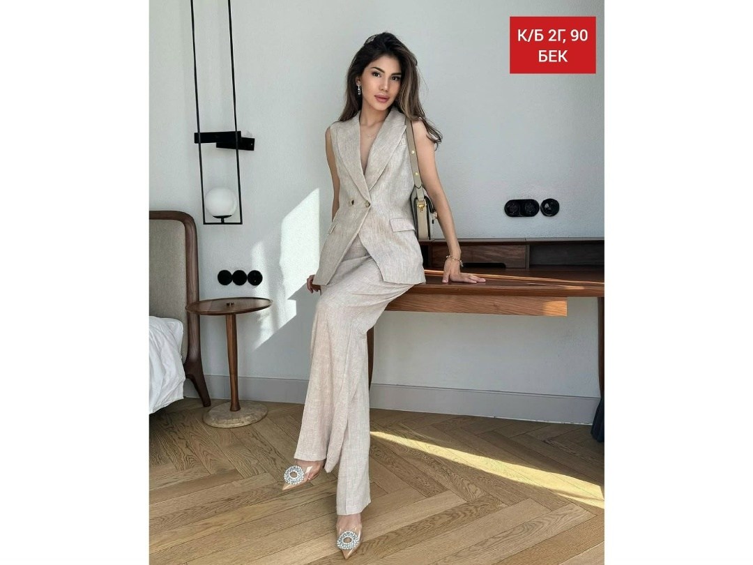 льняной костюм брючный,костюм женский брючный,костюм брючный с жилеткой,женский брючный костюм из двух предметов,брючный костюм женский 52 54