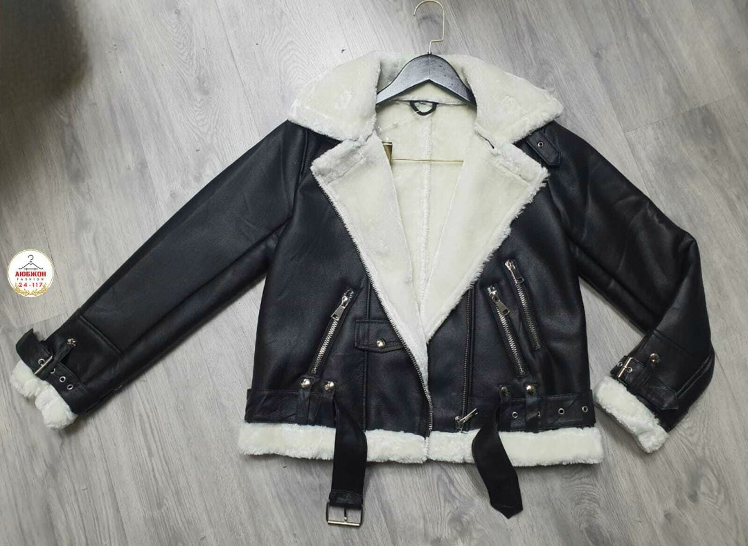 дубленка авиатор,дубленка пилот,дубленка женская,чёрный авиатор дублёнка с белым мехом,дубленка
