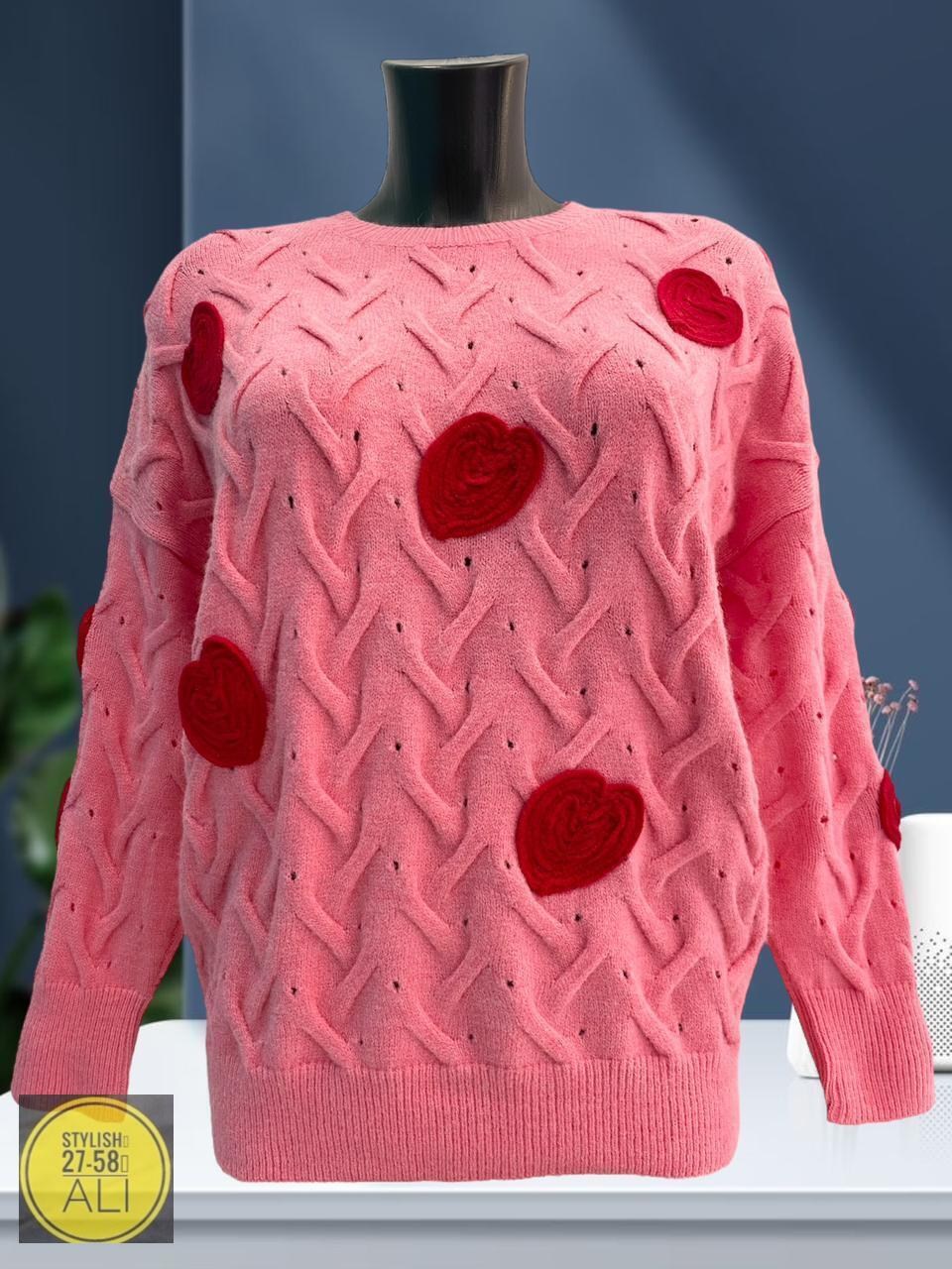 свитер девочки,женский свитер вязаный с узором и сердечками,модные свитера,детский свитер,вязаный свитер для девочек