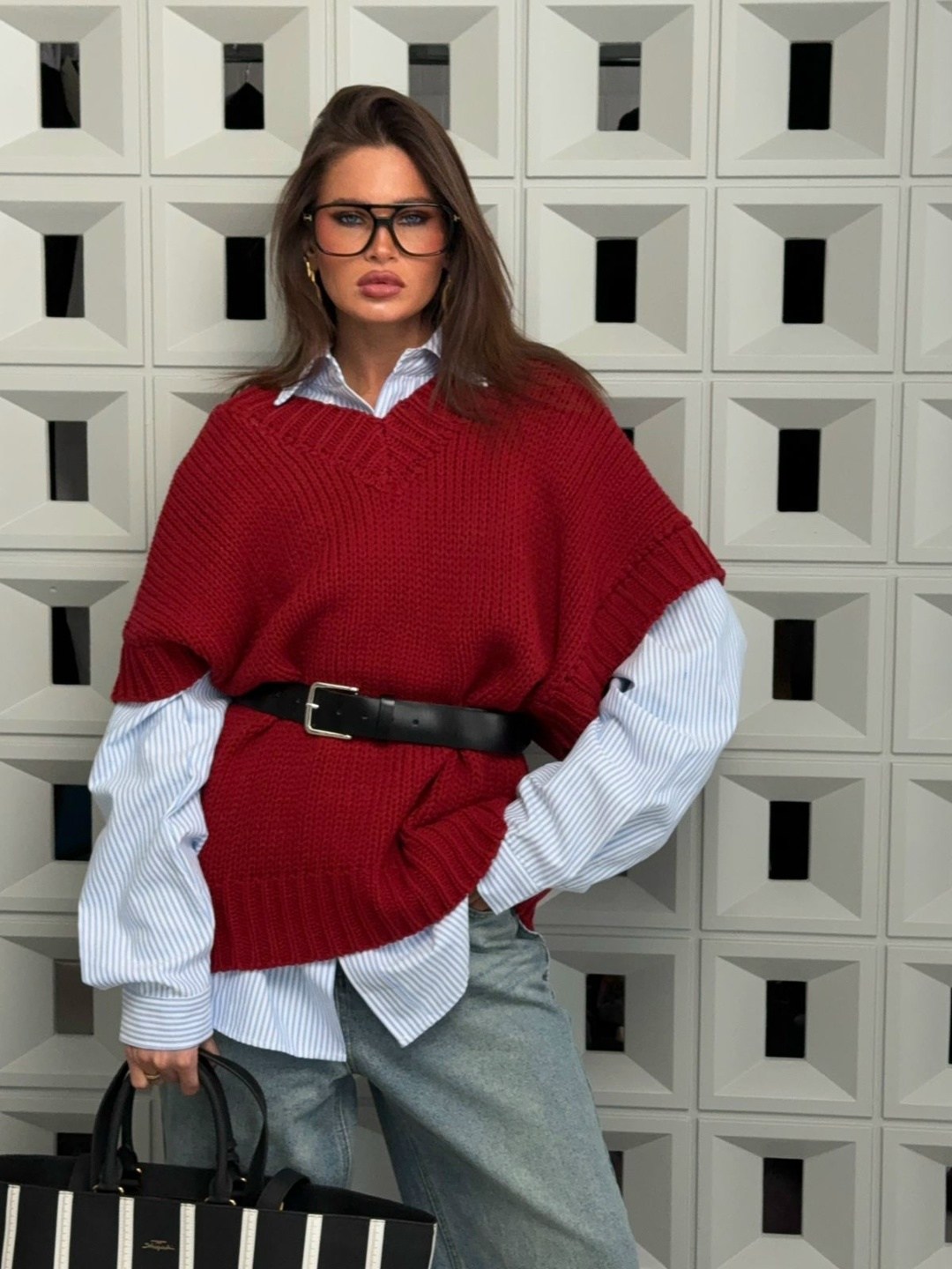 стильные образы,вязаный жилет,мода стиль,мода модная