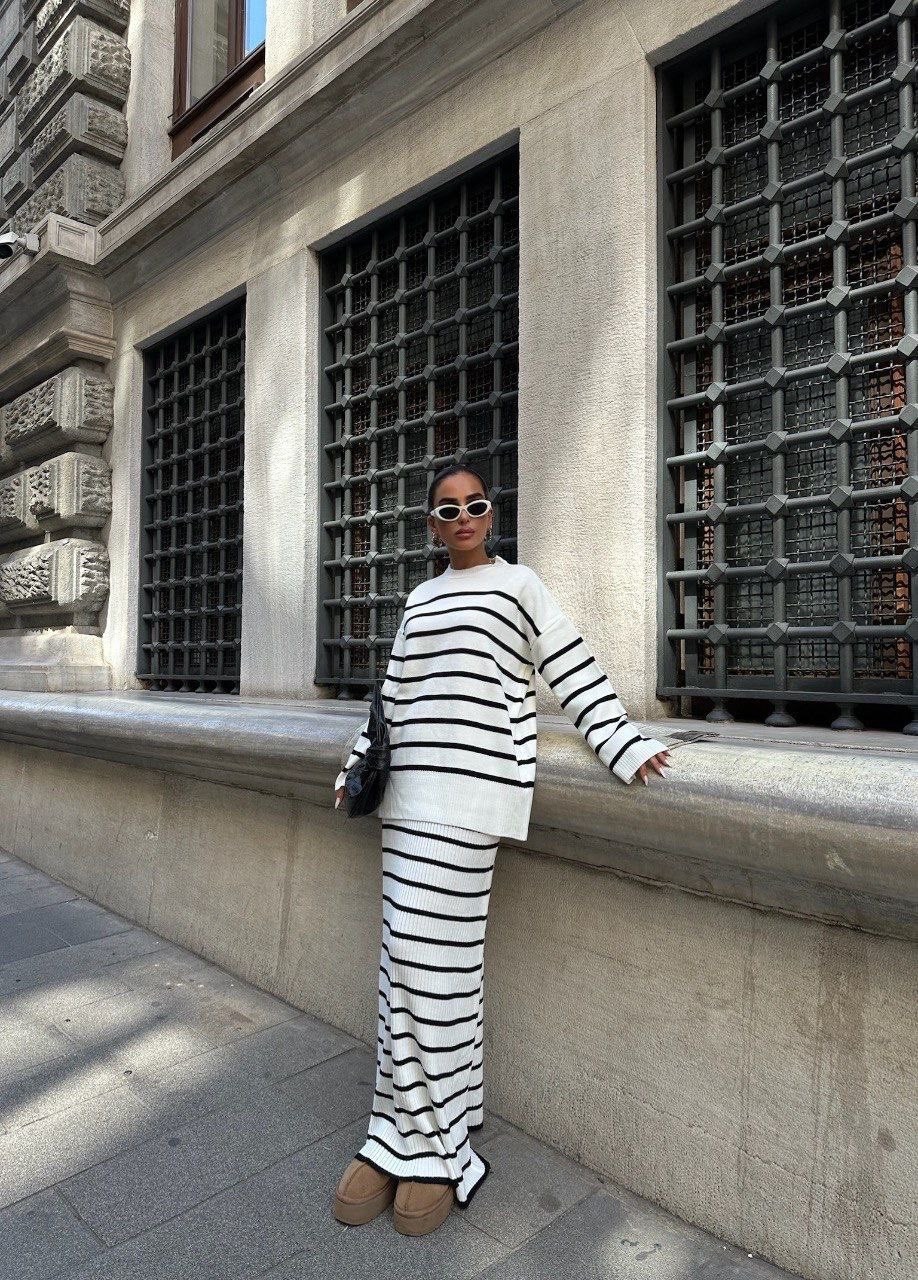 юбка в полоску,трикотажные костюмы,юбка оверсайз,костюм с юбкой в полоску