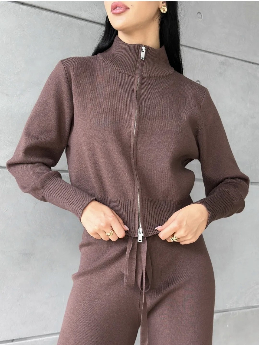женский костюм,костюм трикотажный женский,костюм кашемировый,кардиган,свитер вязаный трикотажный с молнией c горлом