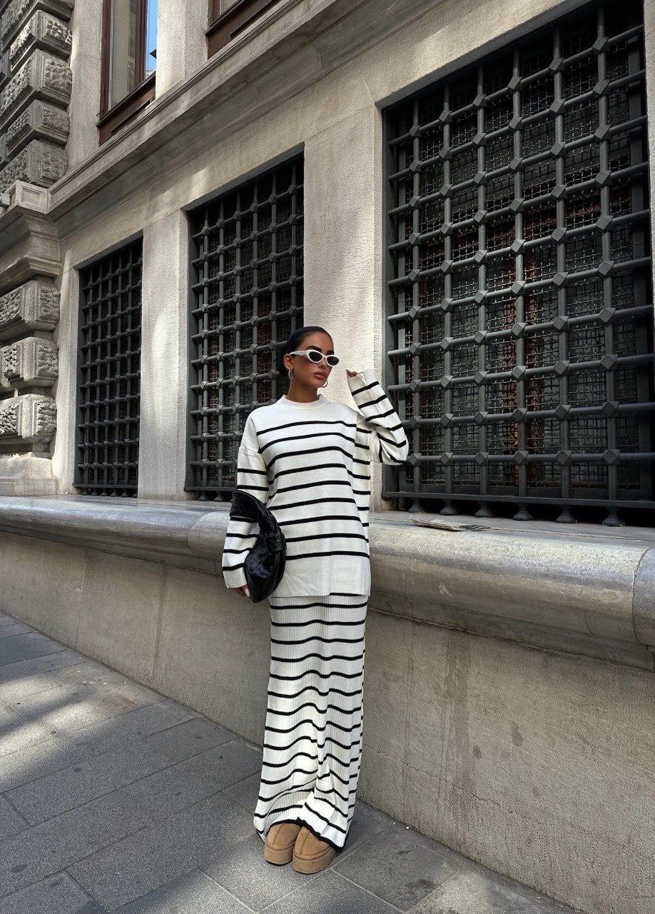 юбка в полоску,трикотажные костюмы,юбка оверсайз,костюм с юбкой в полоску