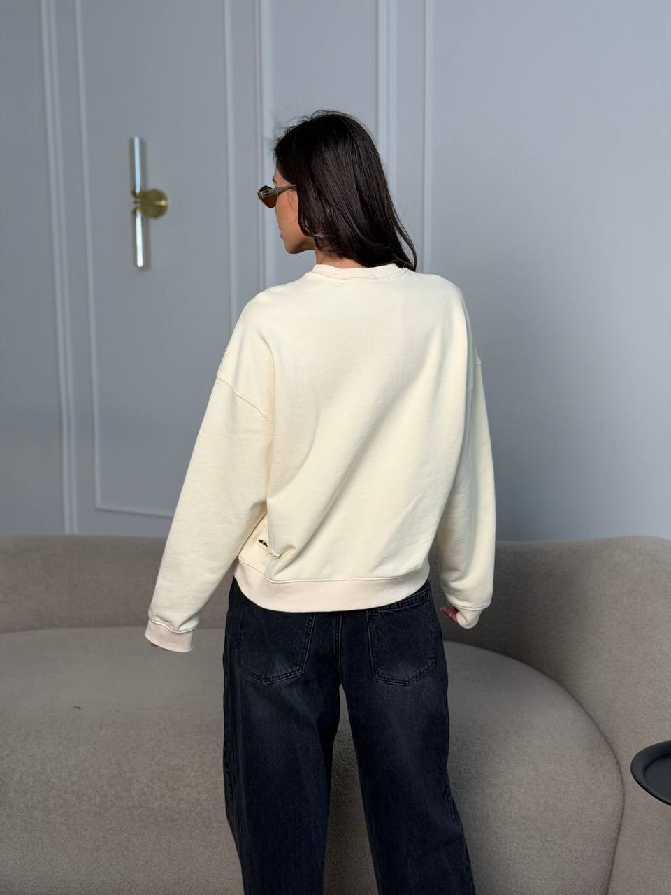 свитшот бежевый,женский свитшот,свитшот,свитшот свободного кроя,женский свитшот оверсайз