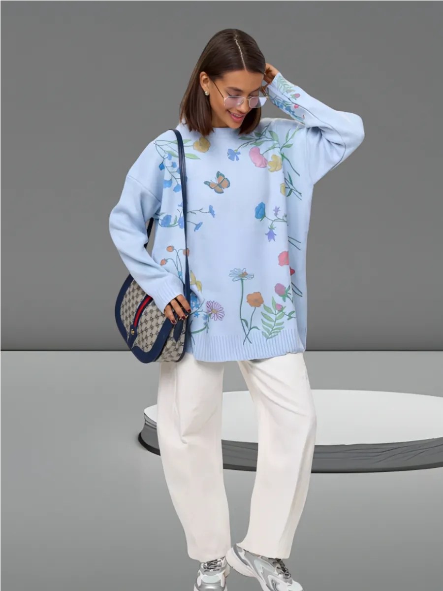 кофта оверсайз с принтом,кофта оверсайз,свитшот женская,голубой свитшот,джемпер голубой