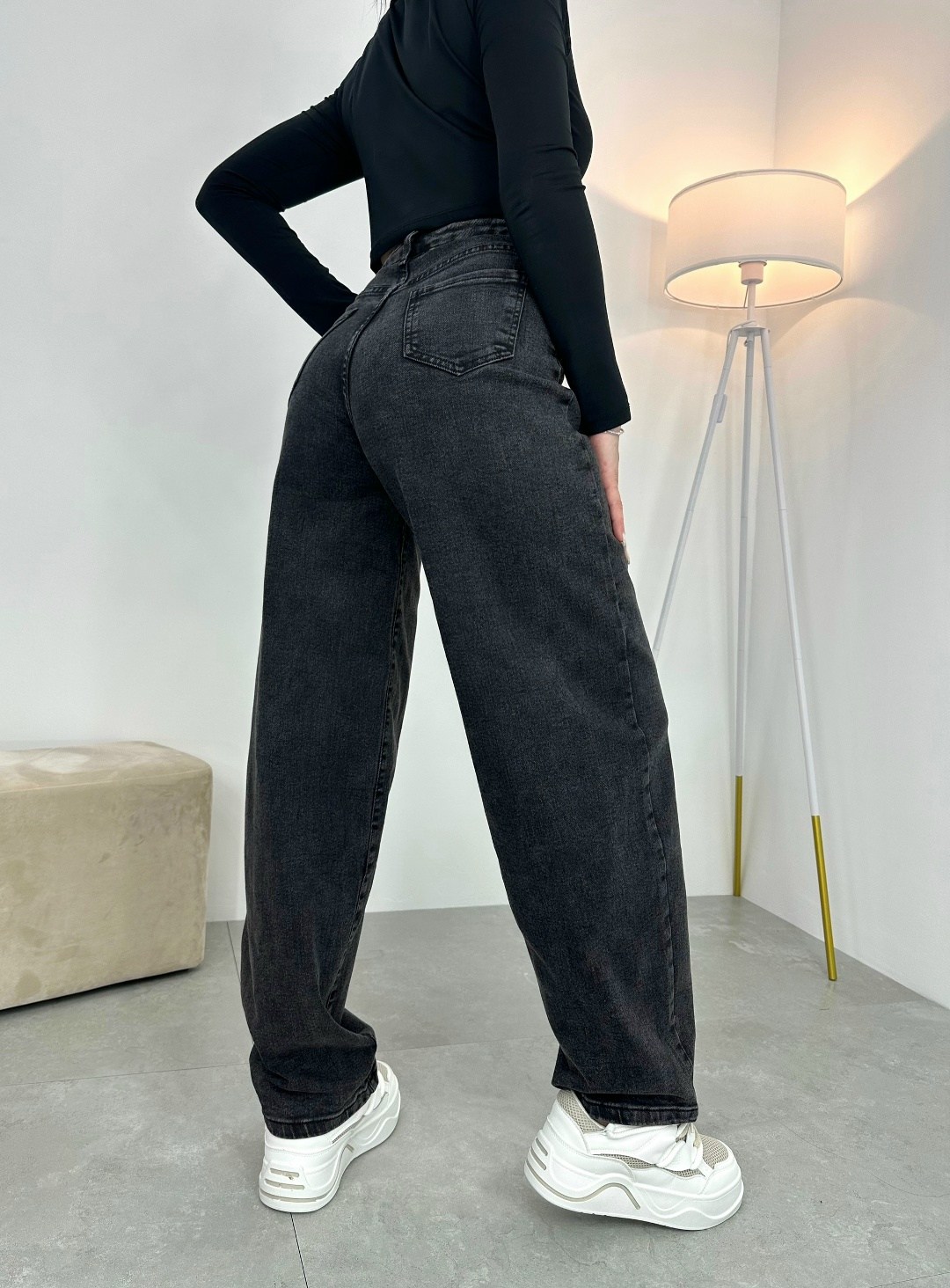 джинсы женский palmrich темно-серый меланж,джинсы широкие,женские джинсы,джинсы женский темно-серый меланж,широкие серые джинсы женские