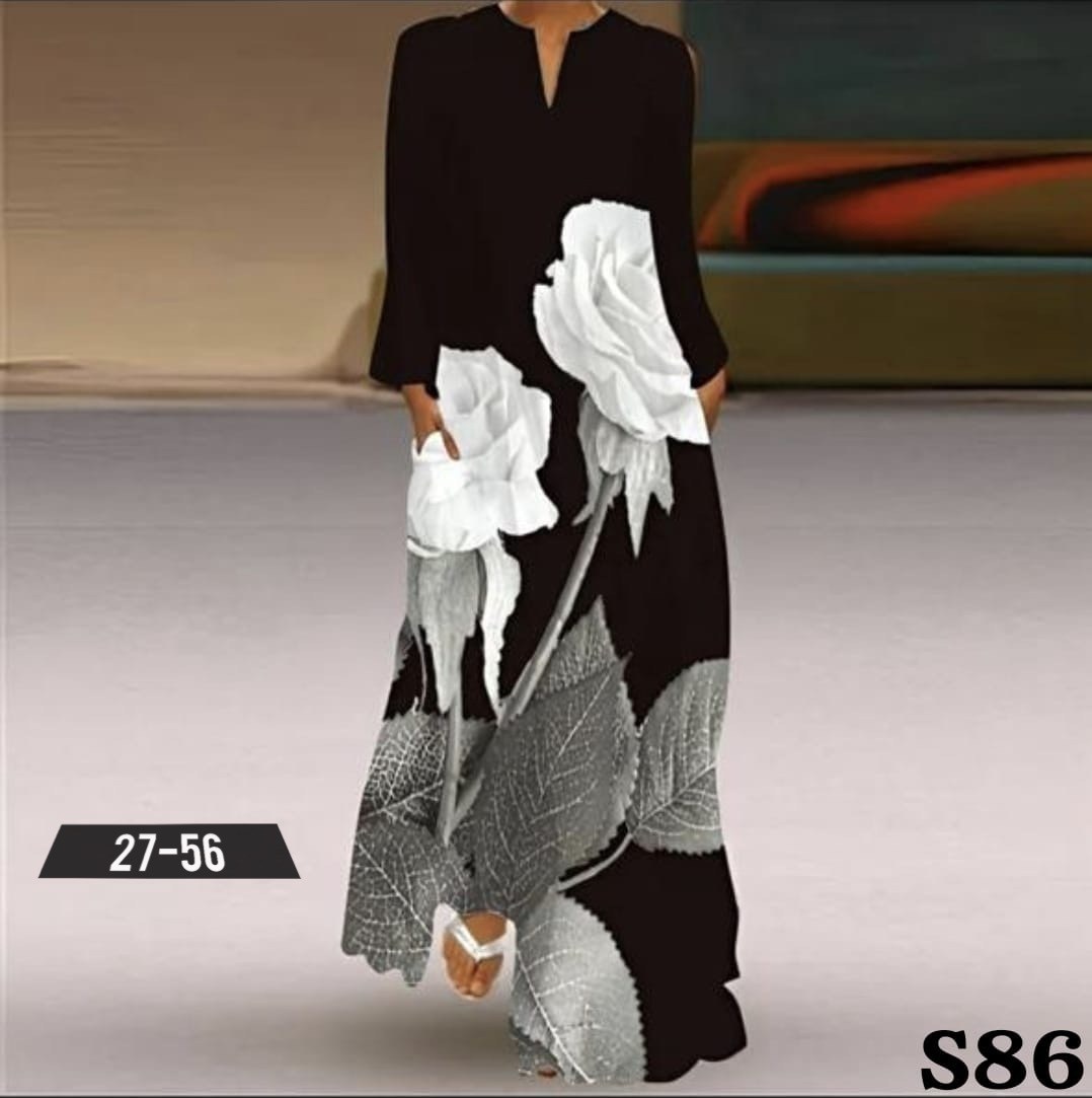 женское длинное платье с принтом,длинное платье женское,платье с длинными рукавами,модное платье,длинное платье для женщин