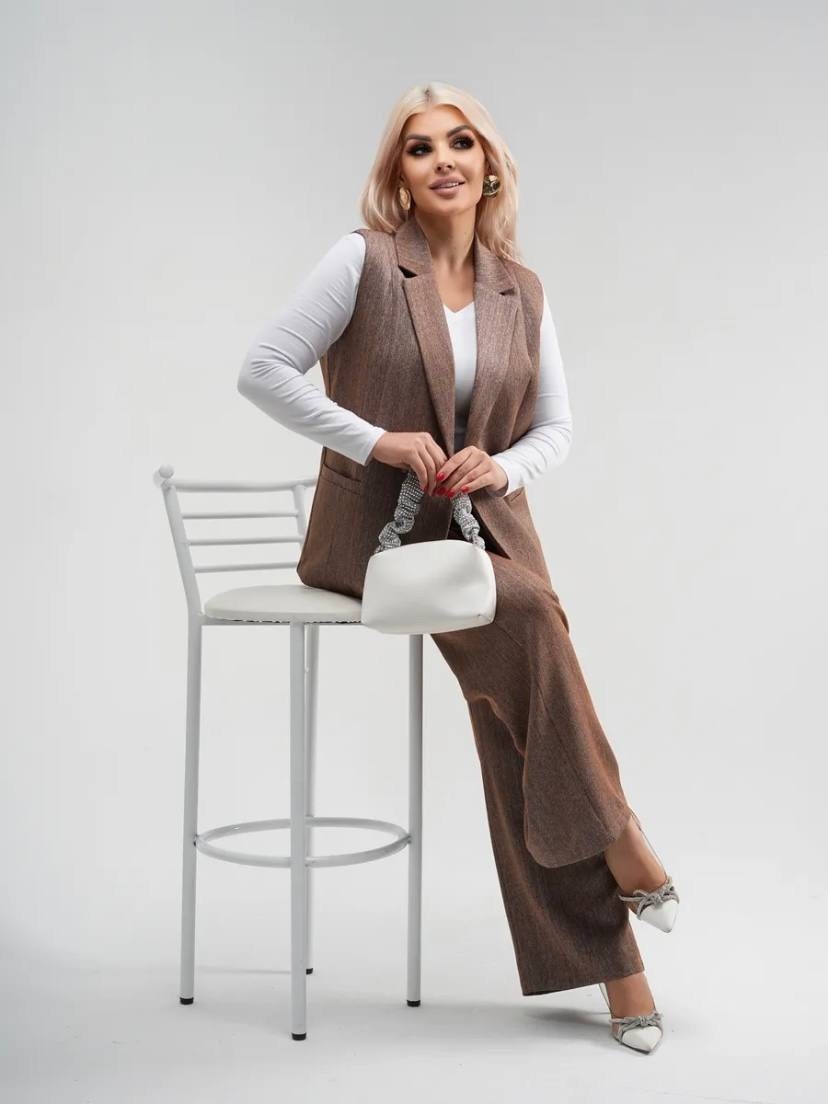 жилетка женская,костюм жилет,костюм брючный с жилеткой деловой tiffany collection,брючный костюм с жилетом,элегантный костюм