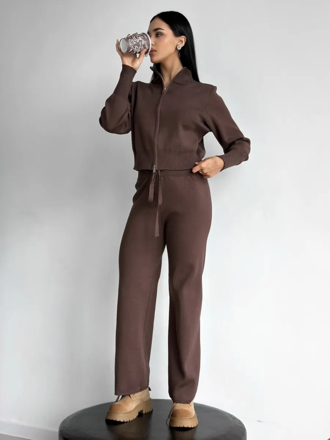 женский костюм,костюм трикотажный женский,костюм кашемировый,кардиган,свитер вязаный трикотажный с молнией c горлом