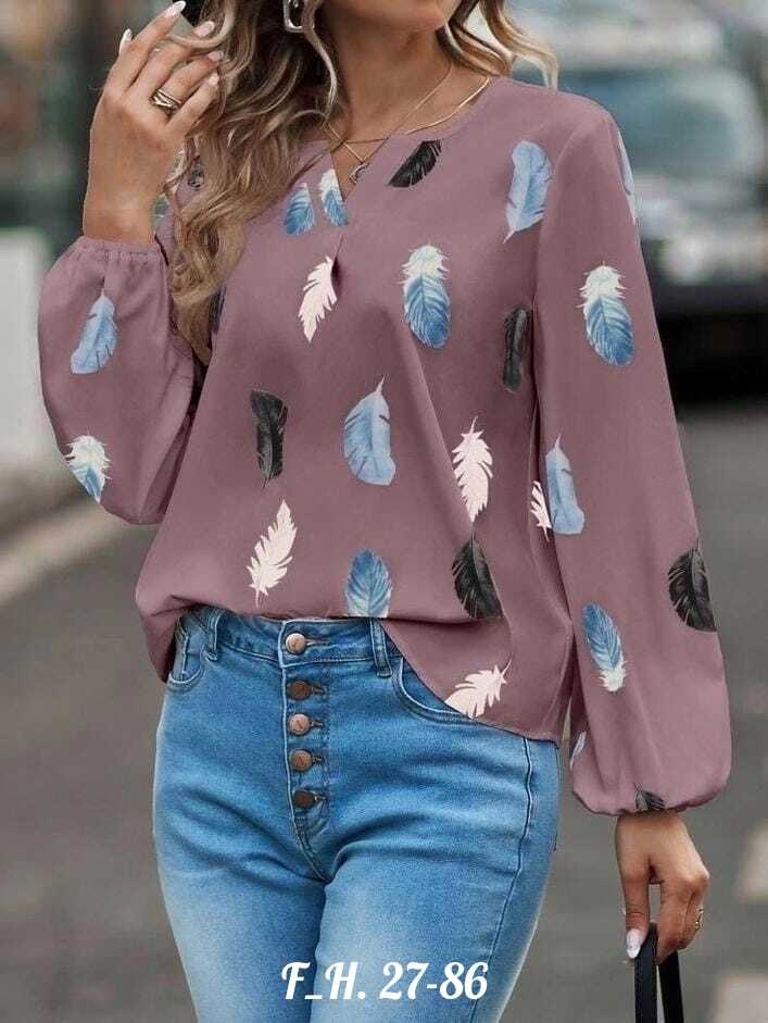 женская шифоновая блузка с длинными рукавами,женская шифоновая блузка с v-образным вырезом и принтом перьев,модные женские блузки,кофточки женские,женская блузка