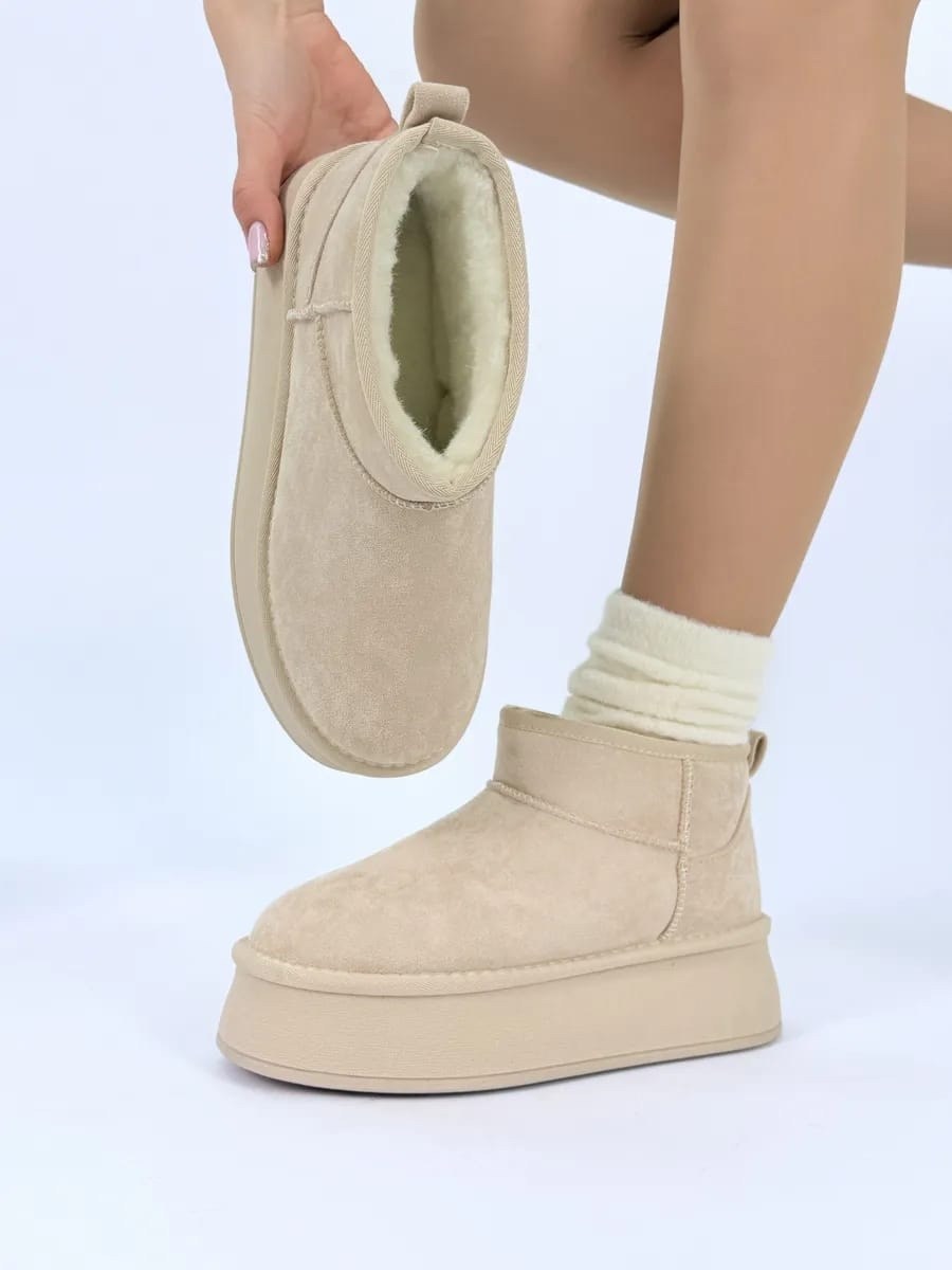 угги женские,,угги basvello,угги зимние укороченные на платформе натуральная замша,угги зимние camidy цвет светло-бежевый