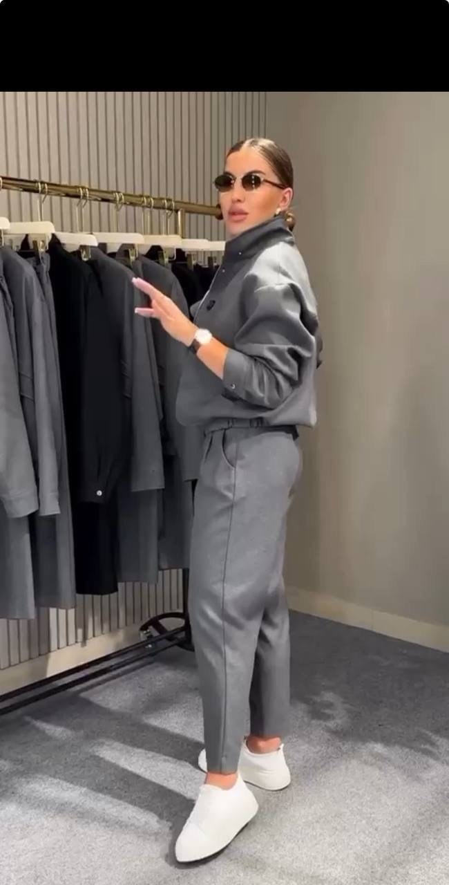 esrahelvaci zipper detailed grassy tracksuit set,esrahelvaci gray sweatsuits,костюм классический,esrahelvaci gray sweatsuit set