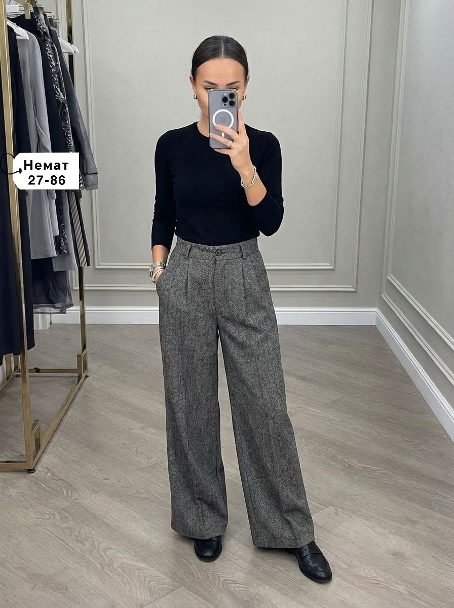 брюки палаццо светло-серые,брюки палаццо,брюки палаццо kiazo размер 42 серый,женские брюки палаццо,брюки палаццо luxechic серый меланж размер 52