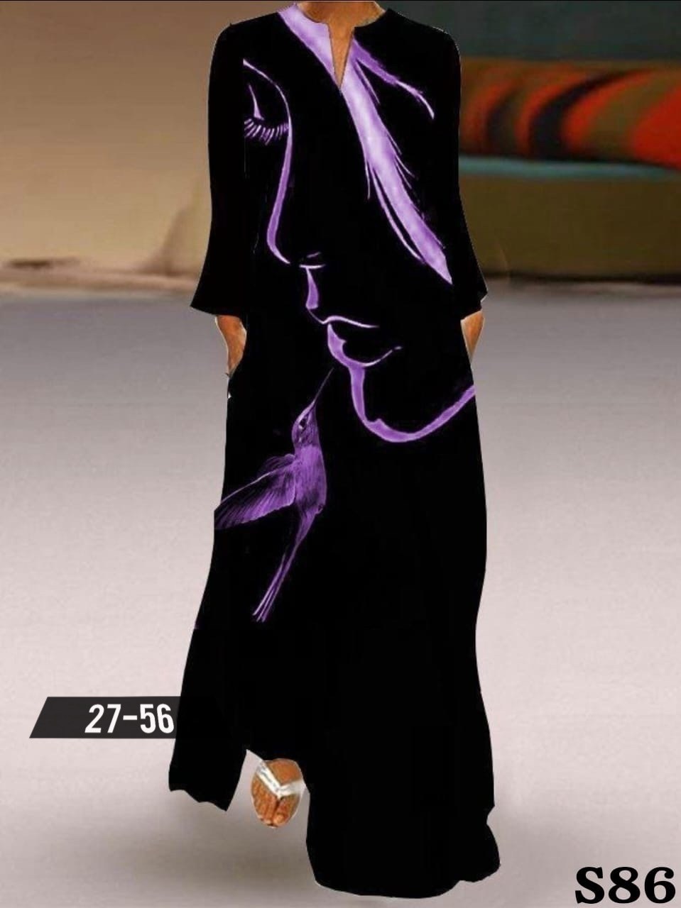 женское длинное платье с принтом,длинное платье женское,платье с длинными рукавами,модное платье,длинное платье для женщин