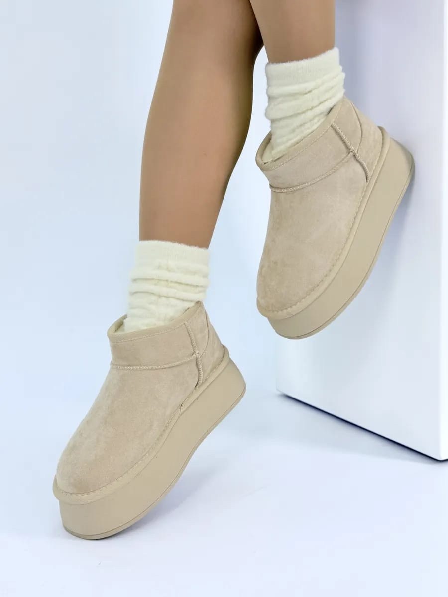 угги женские,,угги basvello,угги зимние укороченные на платформе натуральная замша,угги зимние camidy цвет светло-бежевый