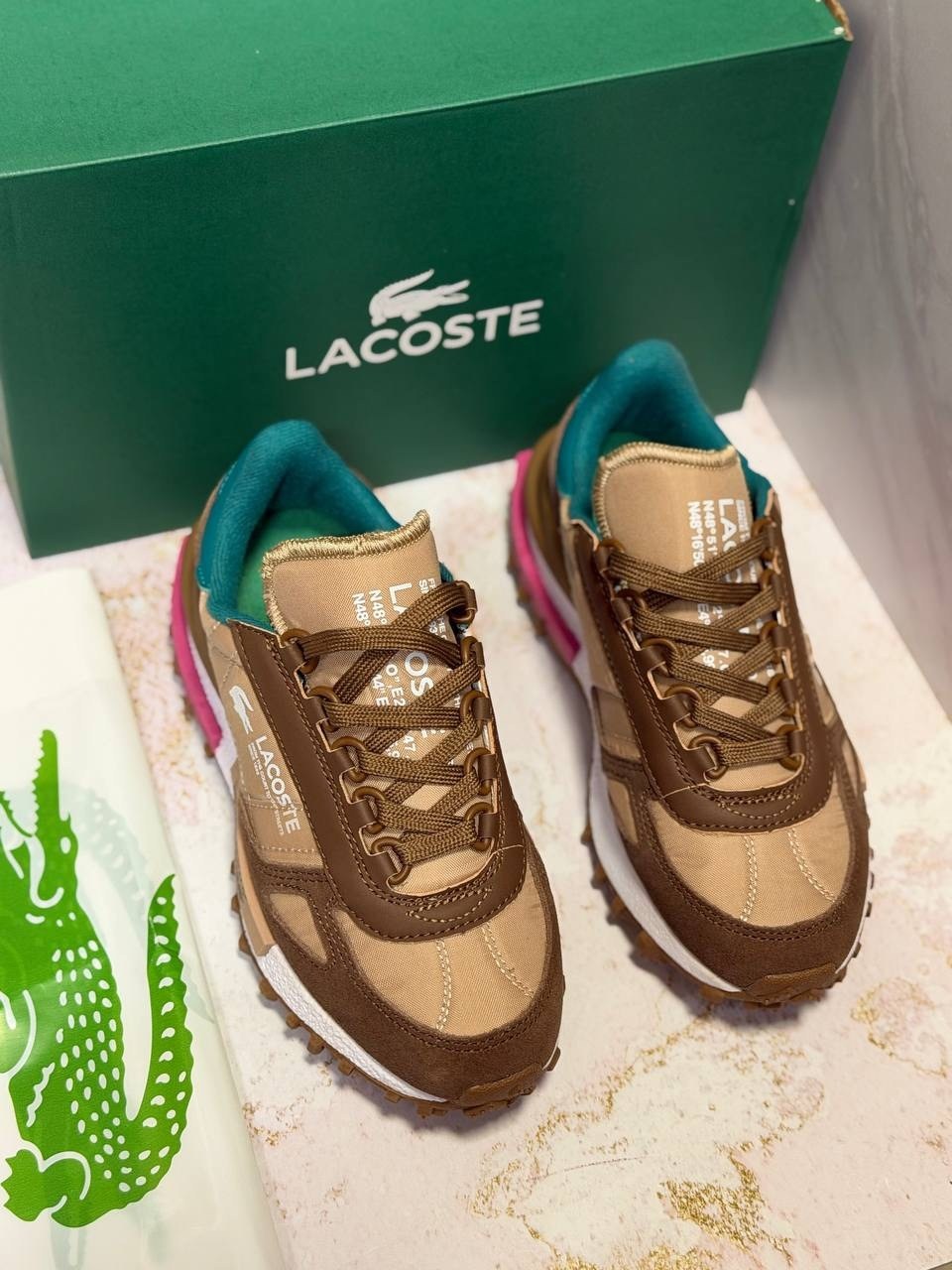 кроссовки женские lacoste elite active коричневый,кроссовки lacoste,кроссовки lacoste elite active,lacoste low-top casual shoes women's light brown green,кроссовки женские новые lacoste premium