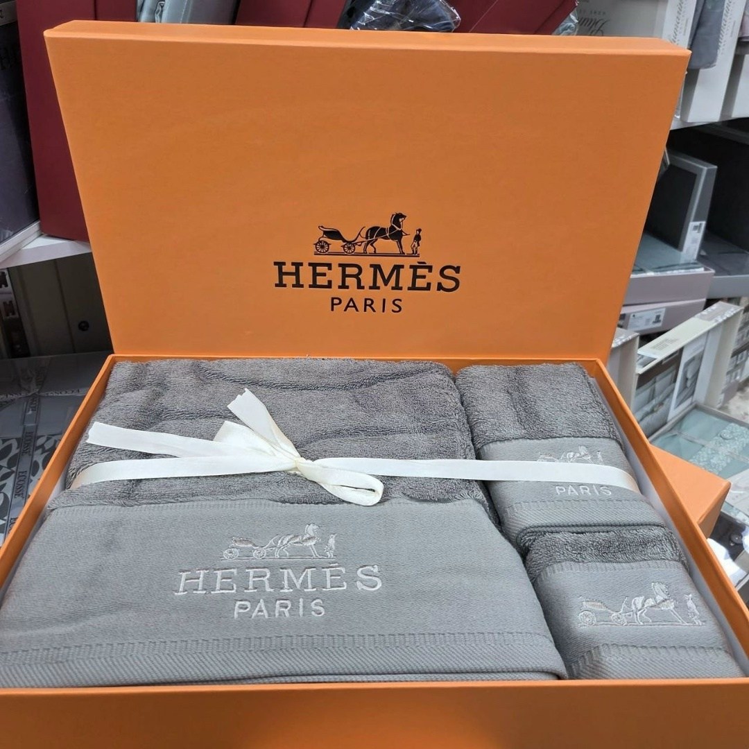 полотенце hermes,набор полотенец hermes,подарочный комплект полотенец hermes,набор полотенец махровых 3 шт премиум качества в стиле hermes,набор махровых полотенец от hermes