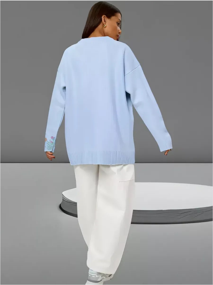 кофта оверсайз с принтом,кофта оверсайз,свитшот женская,голубой свитшот,джемпер голубой