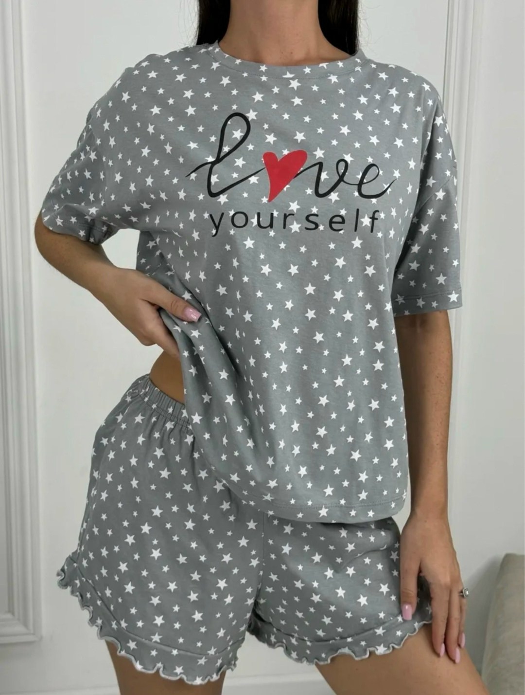 пижама женская с шортам,женские пижамы,пижама с шортами хлопок deby do 241962925,пижама с шортами,пижама