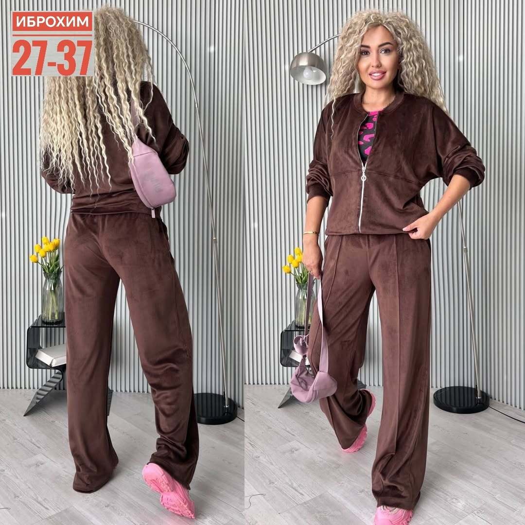 костюм велюровый двойка kira clo,велюровый костюм,костюм с брюками,женские костюмы,костюм двойка