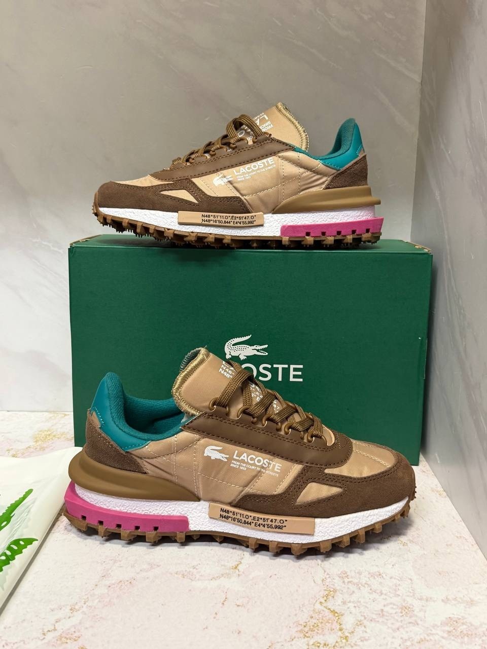 кроссовки женские lacoste elite active коричневый,кроссовки lacoste,кроссовки lacoste elite active,lacoste low-top casual shoes women's light brown green,кроссовки женские новые lacoste premium