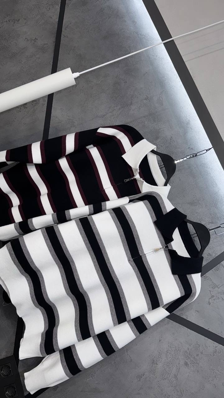 свитер в полоску женский,трикотажный свитер на молнии с воротником-поло,женский трикотажный свитер в полоску,джемпер в полоску с молнией,свитер пуловер