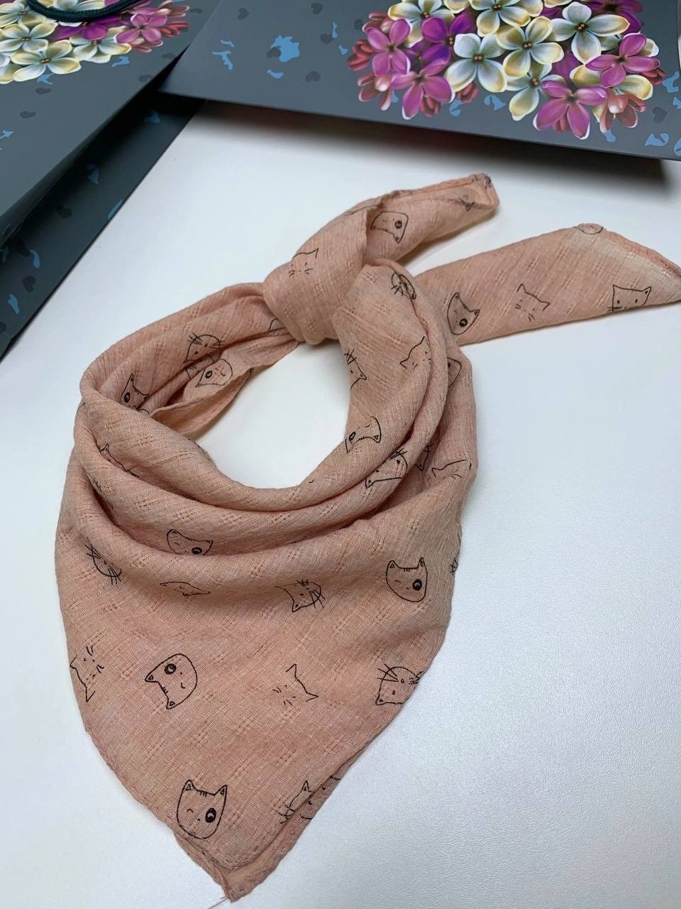 платок шарфик,платок на голову или шею хлопковый для детей,платки женские,платки шарф,платки шейный