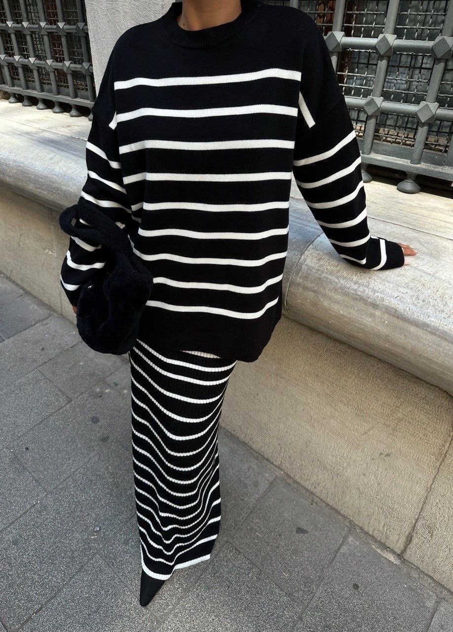 юбка в полоску,трикотажные костюмы,юбка оверсайз,костюм с юбкой в полоску