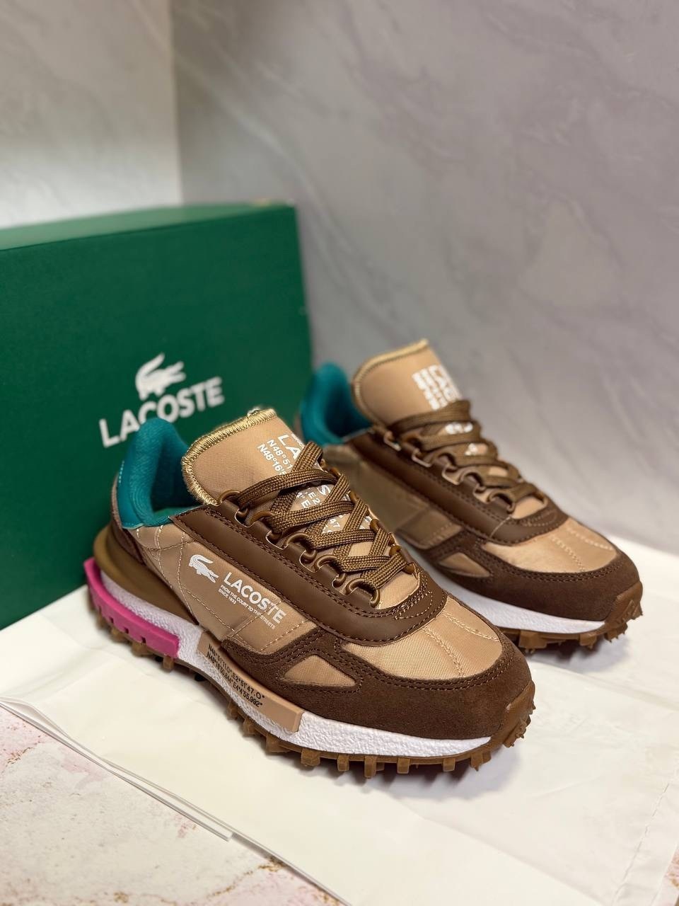 кроссовки женские lacoste elite active коричневый,кроссовки lacoste,кроссовки lacoste elite active,lacoste low-top casual shoes women's light brown green,кроссовки женские новые lacoste premium